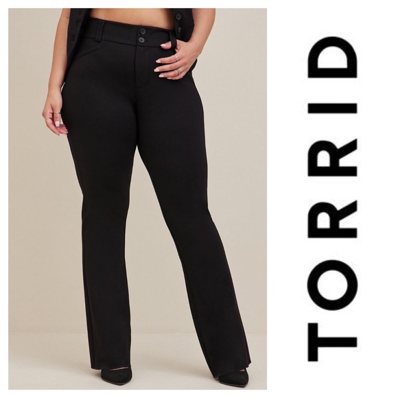 torrid Pants - Torrid Plus Size Trouser Slim Boot Studio Luxe Black Ponte Mid-Rise Pant